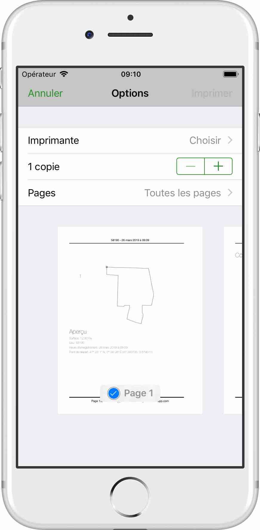 Capture d’écran de la page 1 de la page imprimée