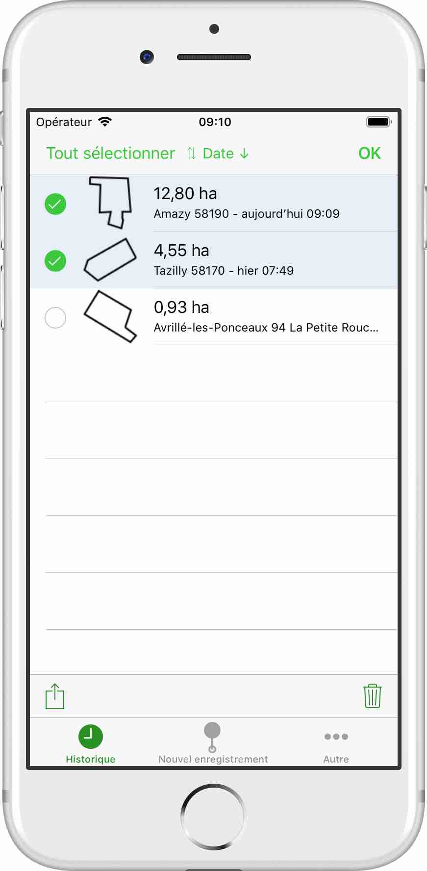 Barre d’outils en bas en mode d’édition